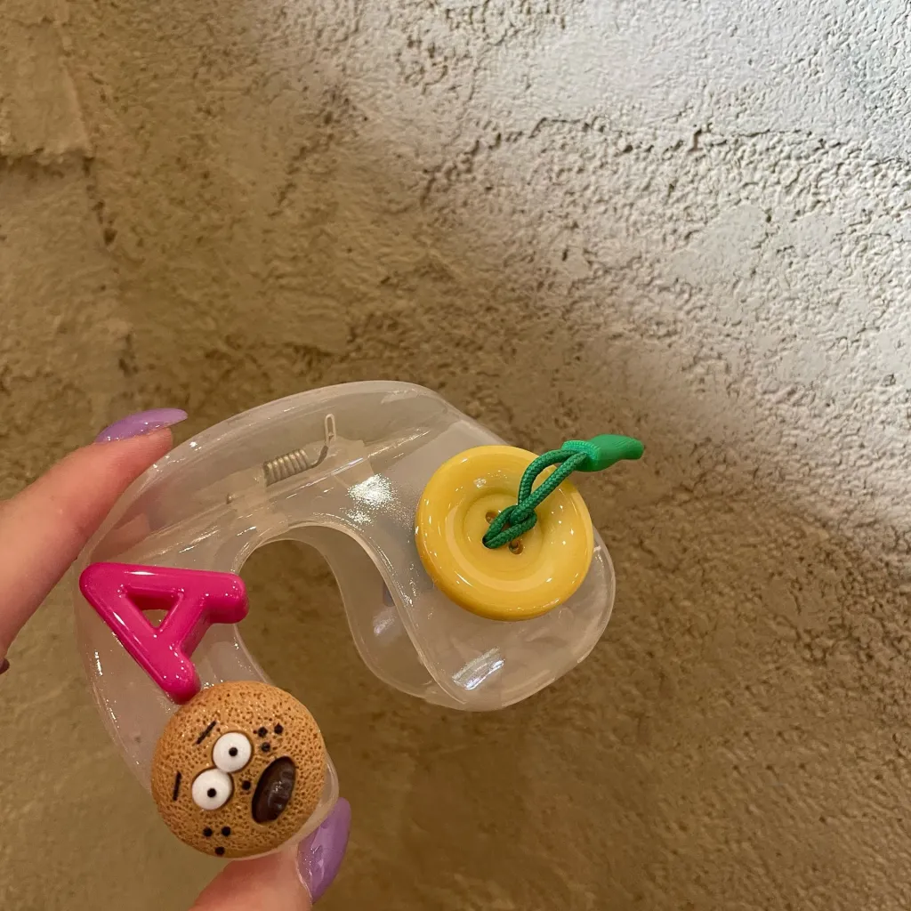 Jelly Color Button Cartoon Barrettes - Yellow