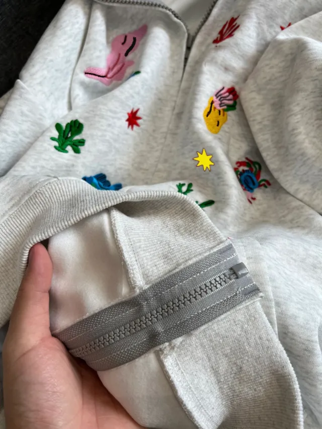 Women's American style Retro Multi element Embroidered Hooded Jacket Grey Premium Edition - Shop at LoveMi