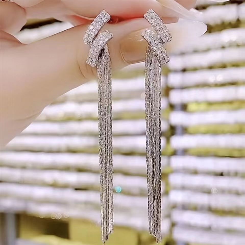 Silver tassel earrings