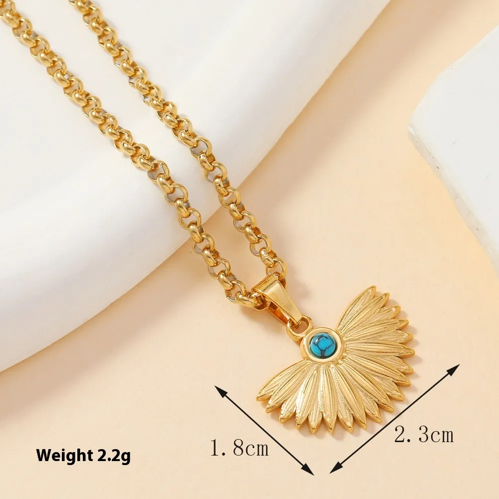 Single Pendant Stainless Steel Casting Hand Accessories Turquoise - 360 Style