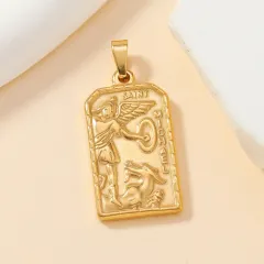 Single Pendant Fashion Personality Stainless Steel Casting Ornament Wheat Pendant Geometric Hollow Square Necklace DIY Accessories - 151 Models - View 1
