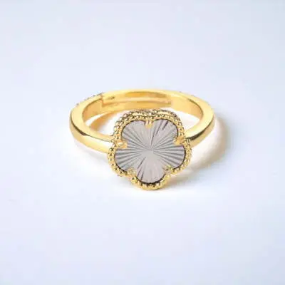 Lucky Five Leaves Flower Ring Female Opening Adjustable Non-fading Ring Ornament