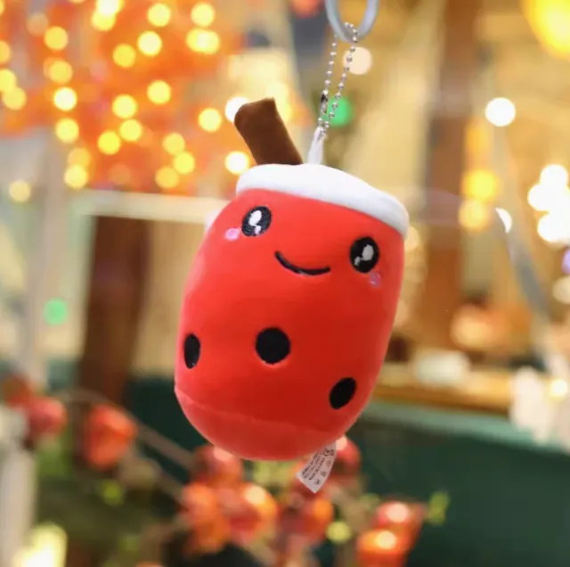 Cartoon Milk Tea Cup Small Pendant Doll Red Circle - Shop at LoveMi