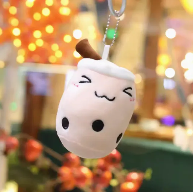 Cartoon Milk Tea Cup Small Pendant Doll Pink Squint - Shop at LoveMi