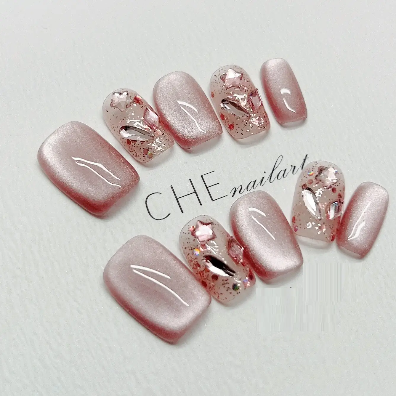 Handmade Custom Nail Beauty Solid Color Cat Eye Wear Nail