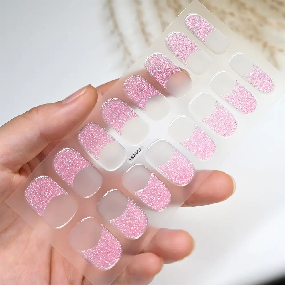 French Glitter Uv Gel Nail Stickers Waterproof