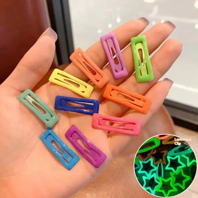 Trendy Luminous Children's Paint Barrettes Cute 3Cm Square 10 Pack - Shop at LoveMi