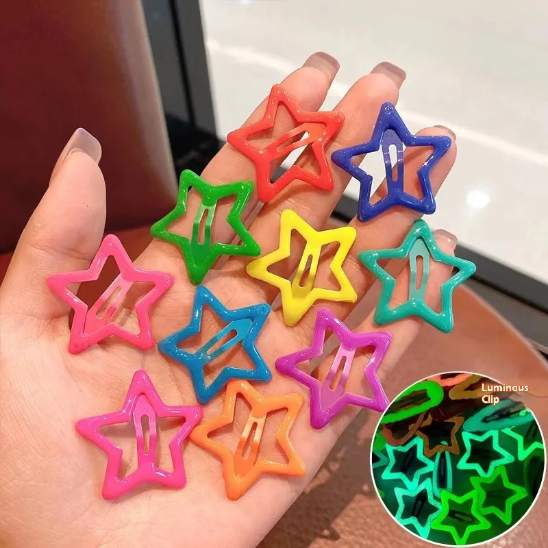Trendy Luminous Children's Paint Barrettes Cute - 3Cm Xingx 10 Pack