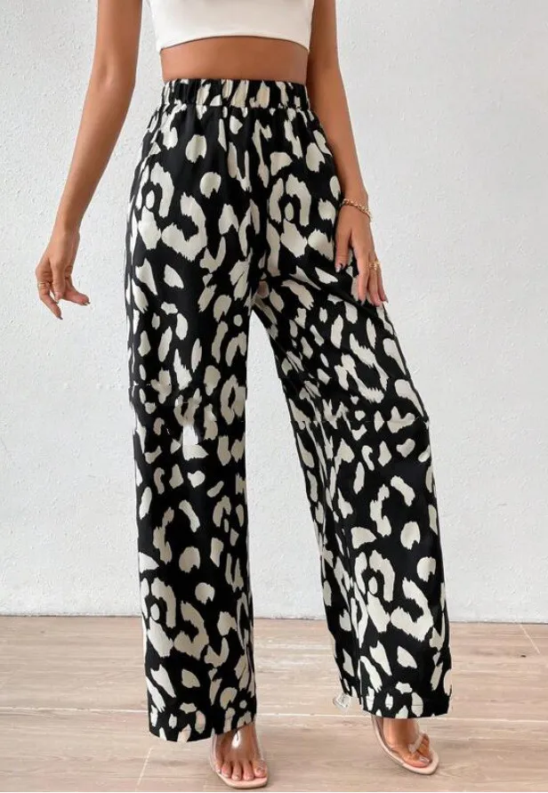 Women's Leopard Print Trousers With Pockets Black - Shop at LoveMi