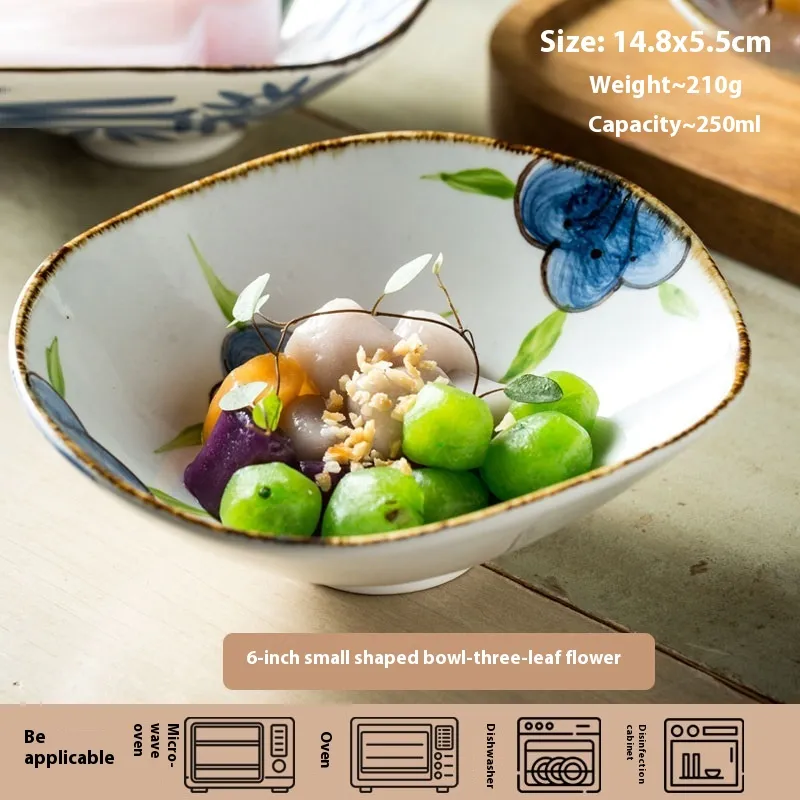 Sashimi Swing Plate Special-shaped Ingot Shallow Mouth Bowl - Small Size Flowers