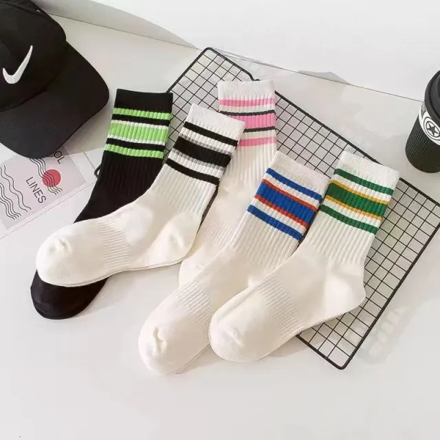 Polyester Cotton Versatile Men's And Women's Socks Colorful Bar Middle Tube - Shop at LoveMi