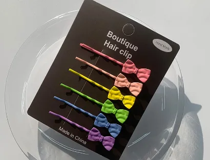 DIY Candy Color Hair Clip Cute Girl Butterfly Five-pointed Star - Big Bow Tie 1 Card