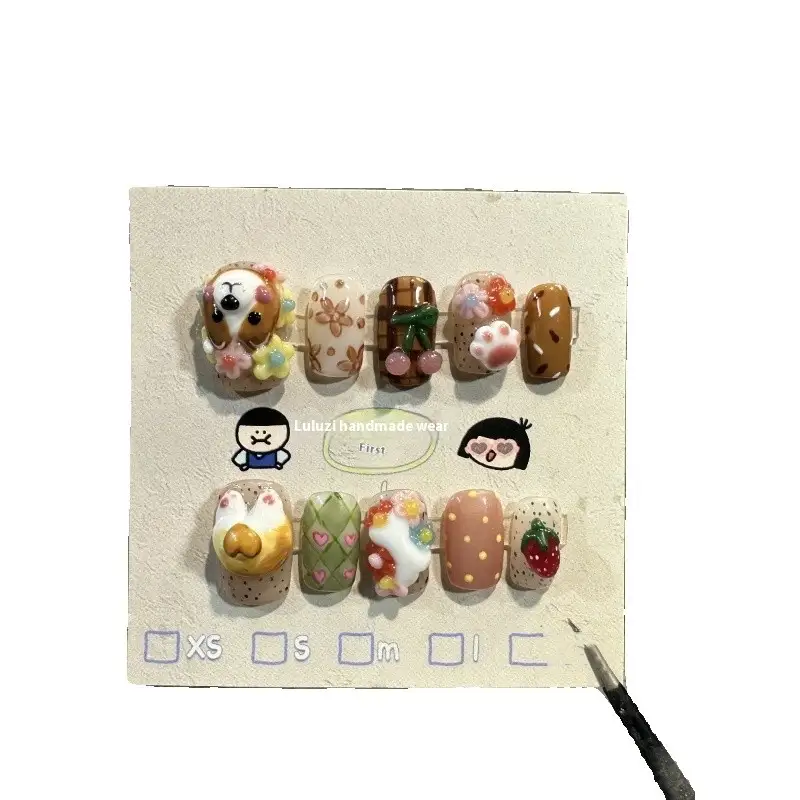 Peach Heart Fart Corgi Wear Nail Patch