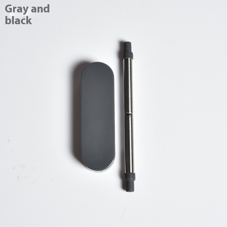 Retractable Straw Gray Black