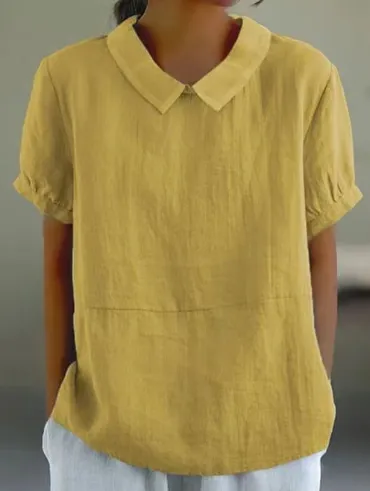 Women's Loose Printed Crew Neck Top Yellow - Shop at LoveMi