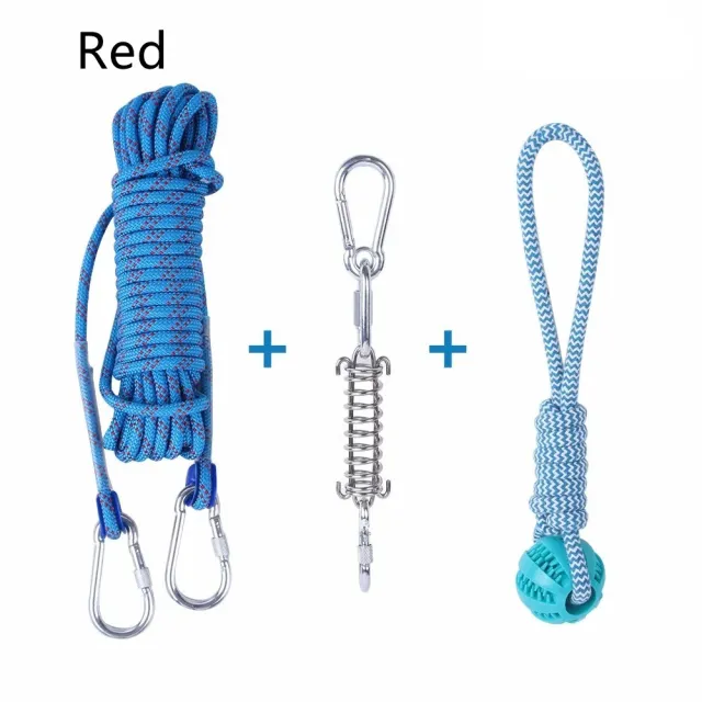 Outdoor Funny Dog Toy Stainless Steel Spring Suspension Cotton String Households Outdoor Toy Training Red 5 M - Shop at LoveMi