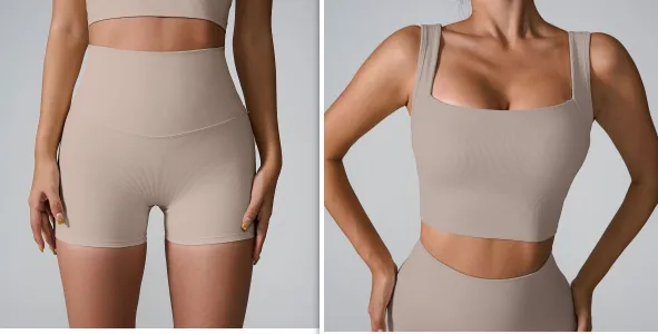 Quick-drying Fitness Vest One-piece Back Hollow Shockproof Yoga Clothes - Milk Tea Suit-S