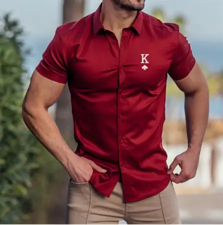 Digital Printing Men's Simplicity Long Sleeve Shirt