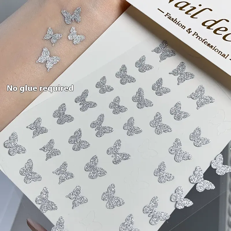 Silver Butterfly Sticker Love Five-pointed Star Manicures