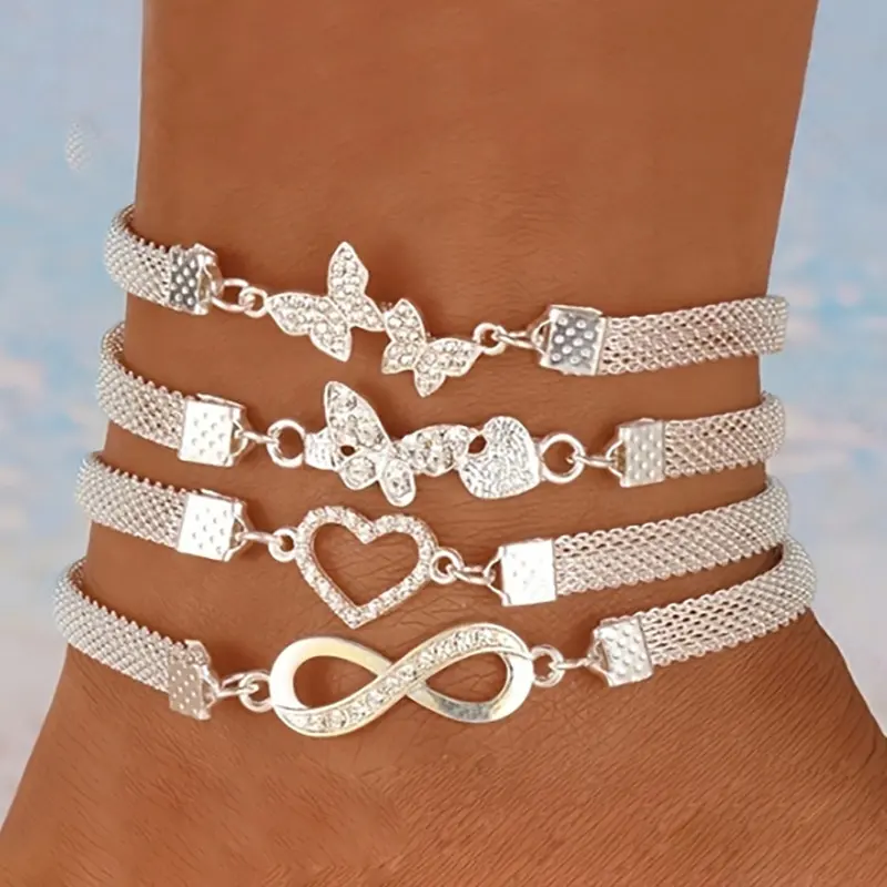 Infinite Diamond 8-word Anklet Creative Retro Alloy