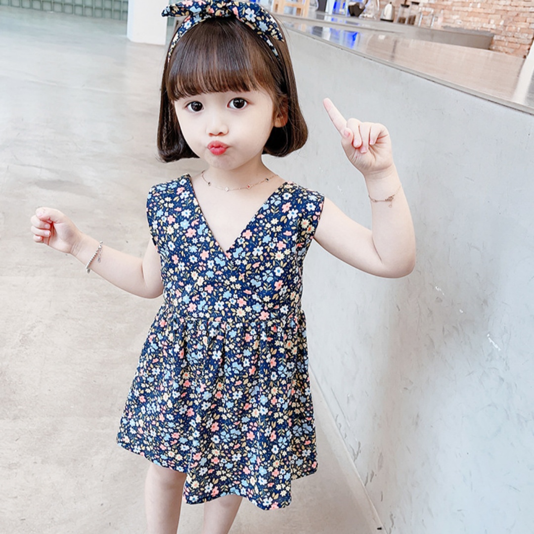 Girls Summer Ruffled Spaghetti Straps Dress