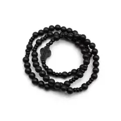 Blackwood Ebony Elastic Three-ring Winding Bracelet Ornament - Black - View 1