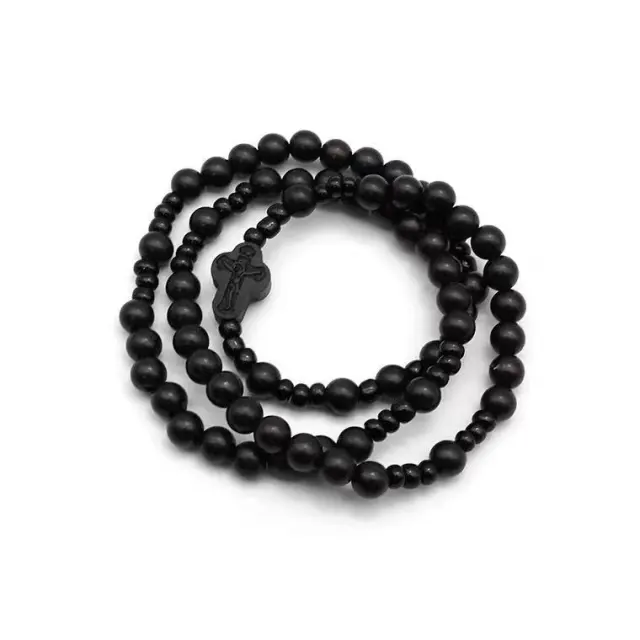 Blackwood Ebony Elastic Three ring Winding Bracelet Ornament Black - Shop at LoveMi