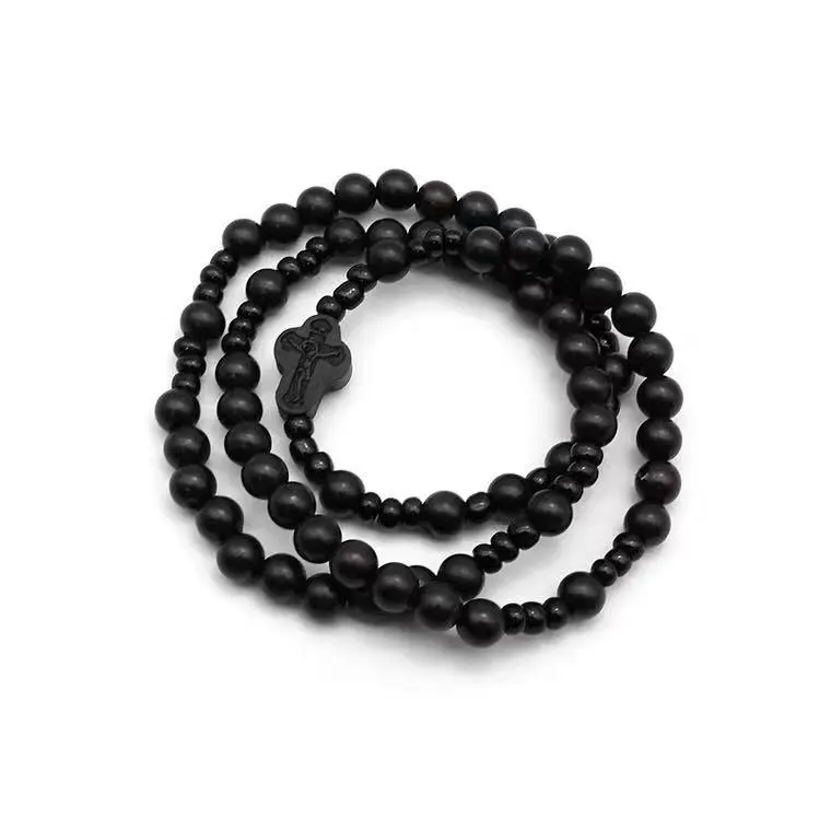 Blackwood Ebony Elastic Three-ring Winding Bracelet Ornament - Black