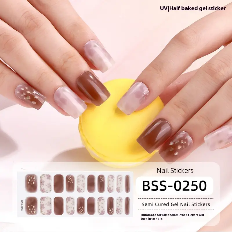 Women's Gradient Onion Powder Flash Gel Semi-curing Gel Nail Sticker