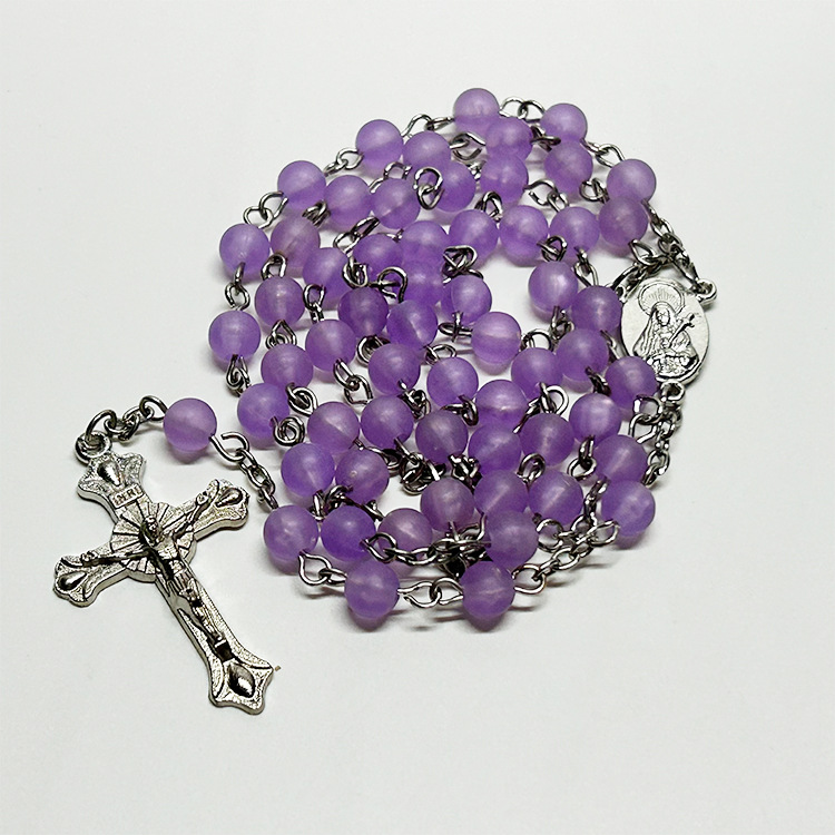 Frosted Glass Bead Chain Buckle Five-end Necklace Ornament