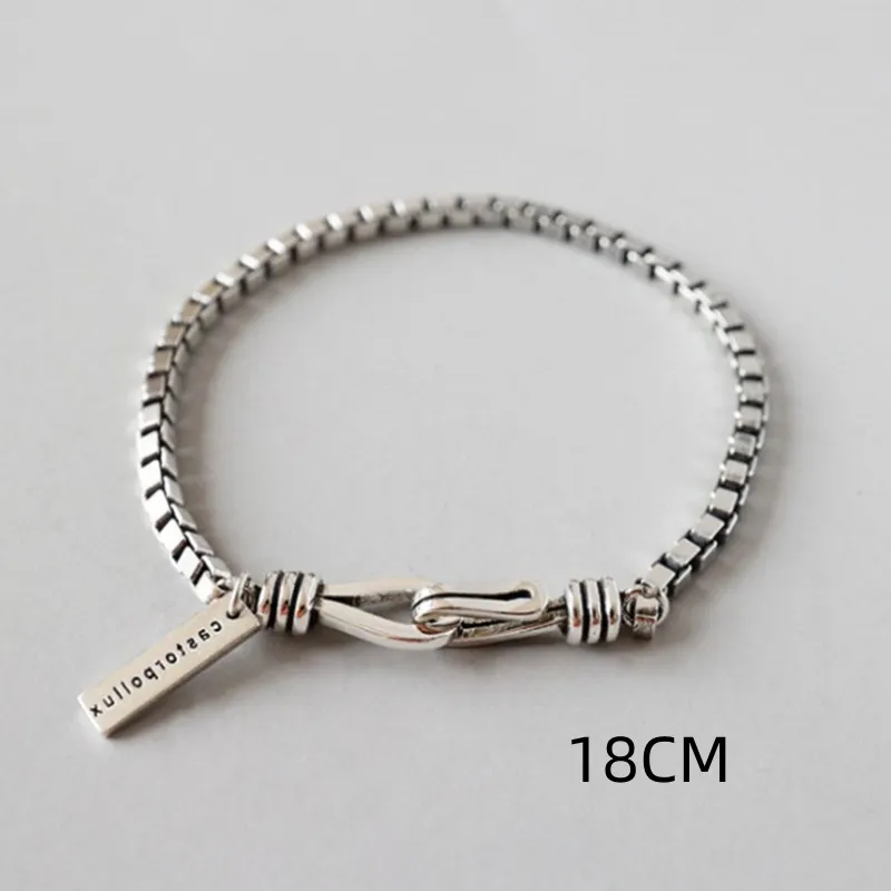 Silver Bracelet Female Couple Bracelet - Box Chain Bracelet 18Cm