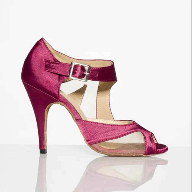 Latin Dance Shoes Female Professional Soft Bottom Dancing Shoes Outdoor - Bordeaux-42-7.5Cm