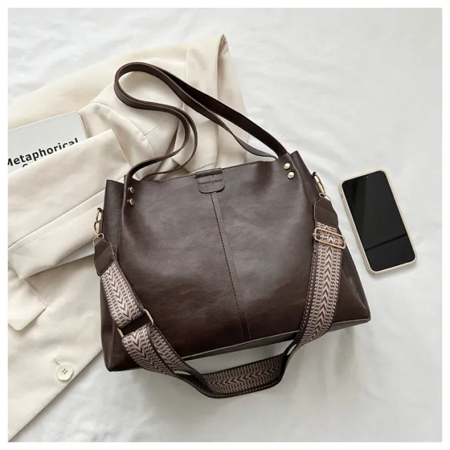 Fashion Tote PU Shoulder Crossbody Underarm Bag Coffee - Shop at LoveMi