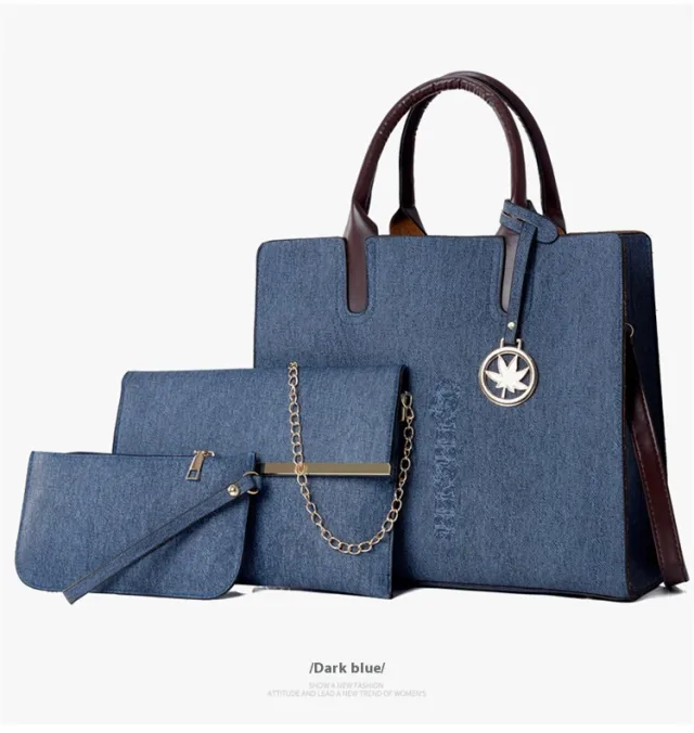 Three piece Handbag Shoulder Crossbody Blue - Shop at LoveMi