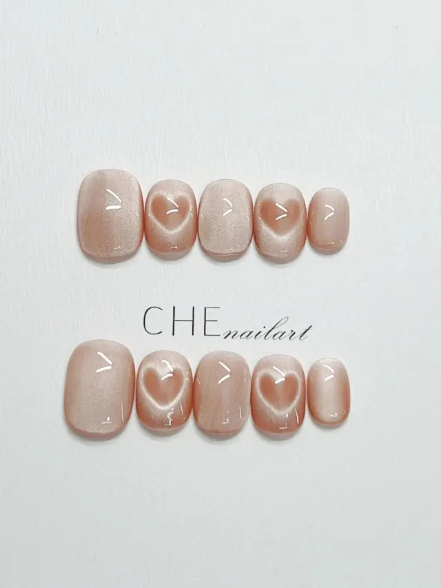 Handmade Nail Sticker Love Cat's Eye Short Square Circle - Shop at LoveMi