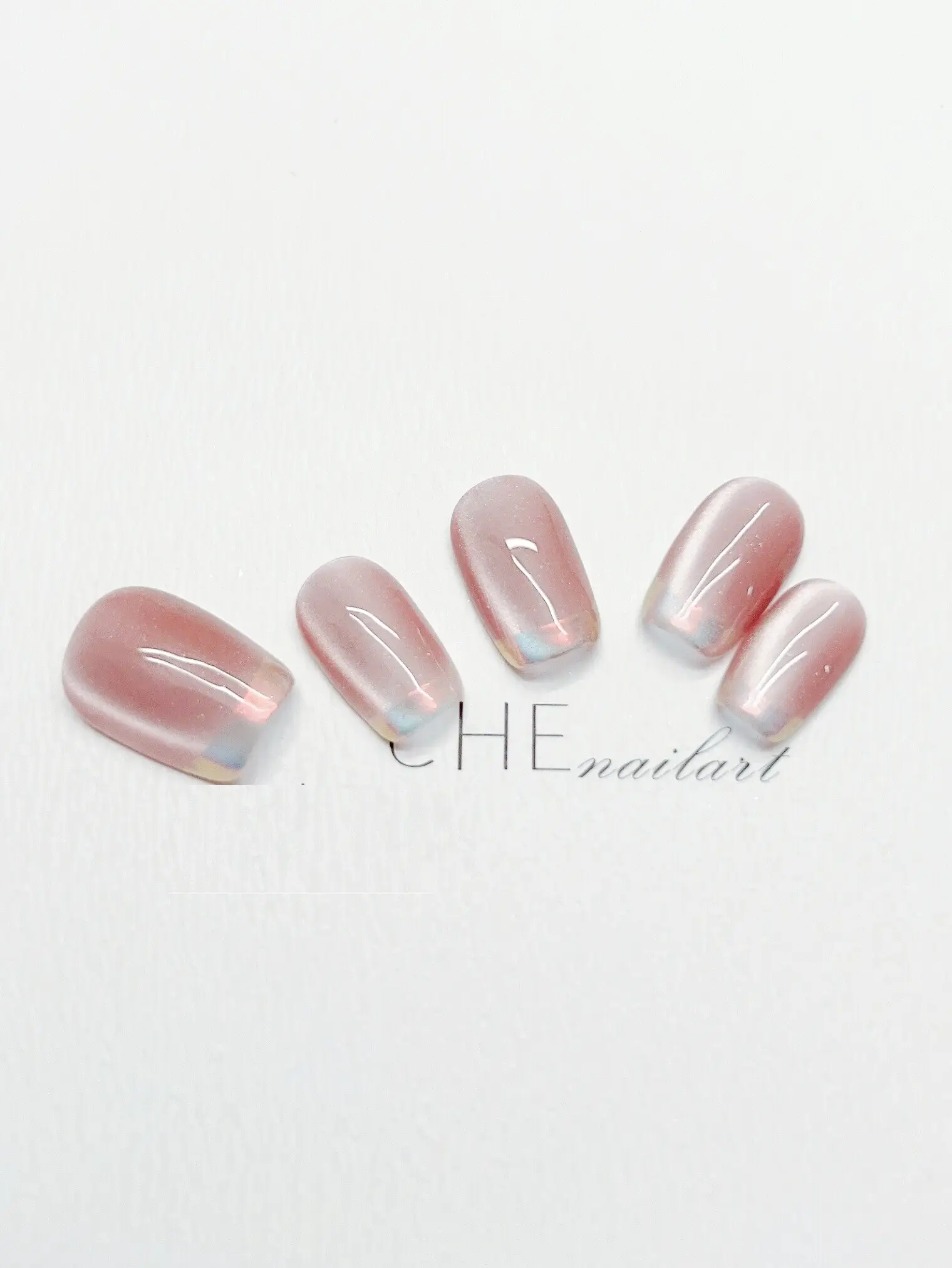 Handmade Custom Wear Nail Phototherapy Pink Purple Cat's Eye Nail Sticker