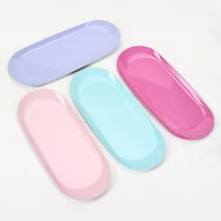 Stainless Steel Jewelry Tray Manicure Desktop Tools Storage Oval Metal