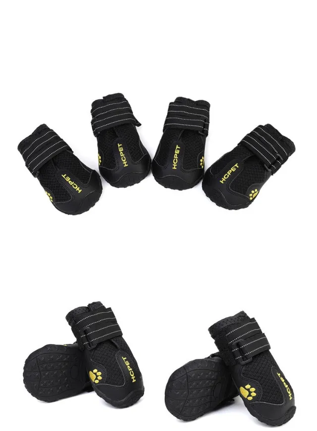 Pet Dog Booties Waterproof Dog Boots Breathable Black Hc 4Pc - Shop at LoveMi