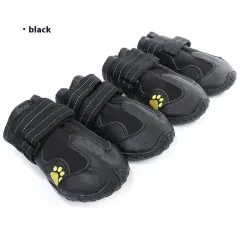 Pet Dog Booties Waterproof Dog Boots - Black No Logo 4Pc - View 1
