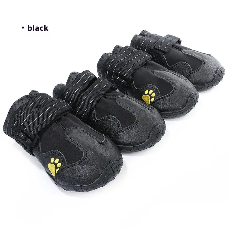 Pet Dog Booties Waterproof Dog Boots - Black No Logo 4Pc