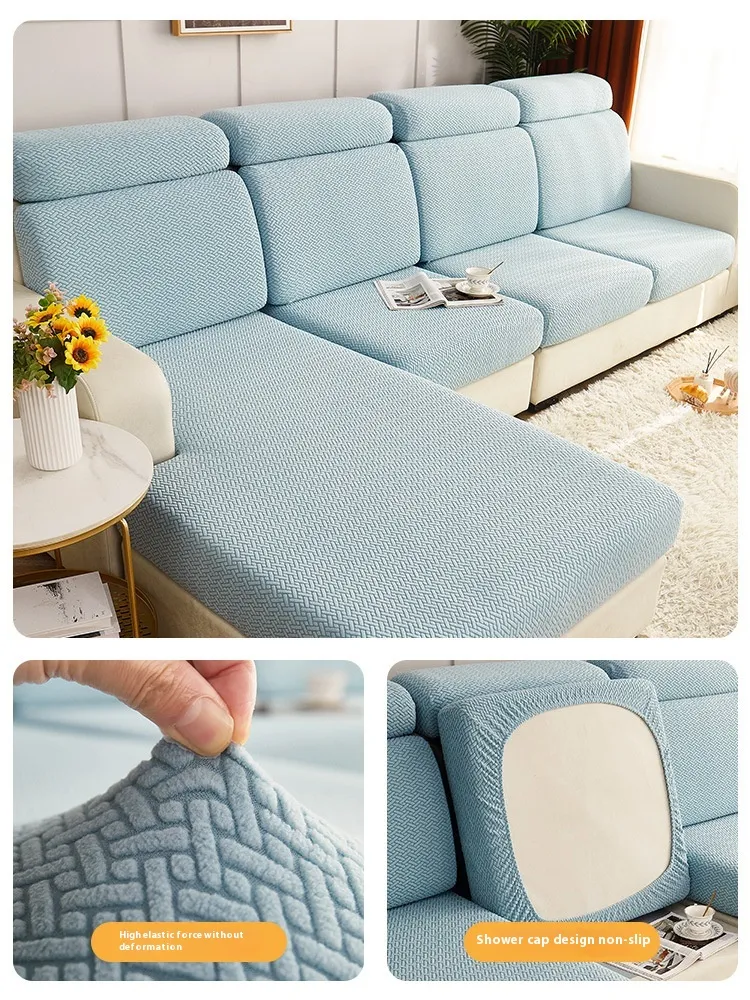 All-inclusive Universal Anti-slip Stretch Sofa Cover - Shake Flour Quiet Blue