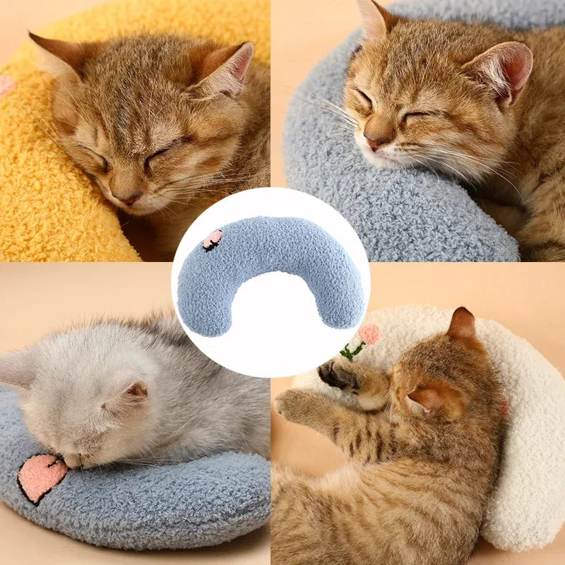 Little Pillow For Cats Fashion Neck Protector Deep Sleep Puppy U-Shaped Pillow Pets Pillow Kitten Headrest Dog Sleeping Pillow Pet Products – image 4