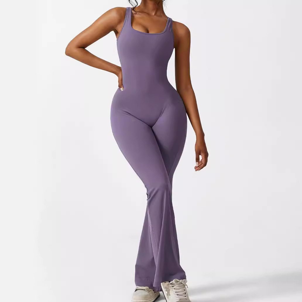 Flare Yoga Jumpsuit for Women. Unique design, stylish and beautiful. Good material, comfortable wear. A variety of colors, any choice. Product information: Thickness: thin Fabric name: Polyester Elasticity: high elasticity Pants length: trousers Waist typ