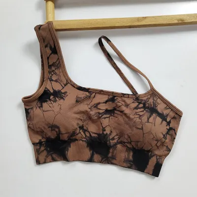 Seamless Fitness Suit High Waist Hip Lift Tie dye Sports Bra Running Shorts Dyed Coffee Bra - Shop at LoveMi