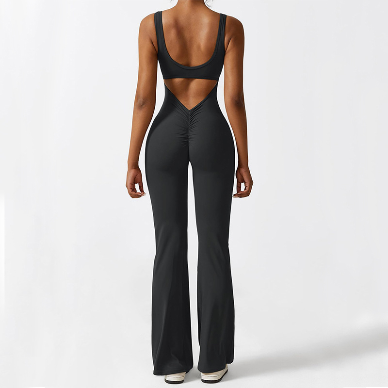 Flare Yoga Jumpsuit for Women. Unique design, stylish and beautiful. Good material, comfortable wear. A variety of colors, any choice. Product information: Thickness: thin Fabric name: Polyester Elasticity: high elasticity Pants length: trousers Waist typ