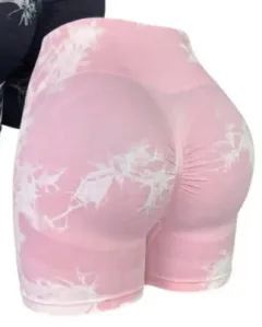 Seamless High Waist High Elastic Tie-dye Sports Tights Hip Lifting And Floating Belly Contracting Peach Yoga Pants - Pink - View 1