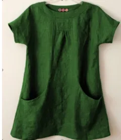 Plus Size Women's Round Neck Oversized Pocket Midi Top - Olivegreen - View 1