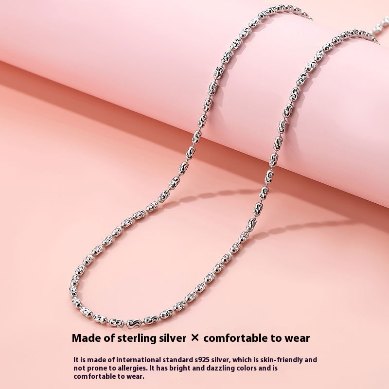 Sterling Silver Carven Design Necklace Women's Stretch Adjustable