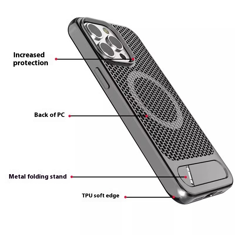 Bracket Phone Case Suitable Grid Cooling Magnetic Suction - Image 9
