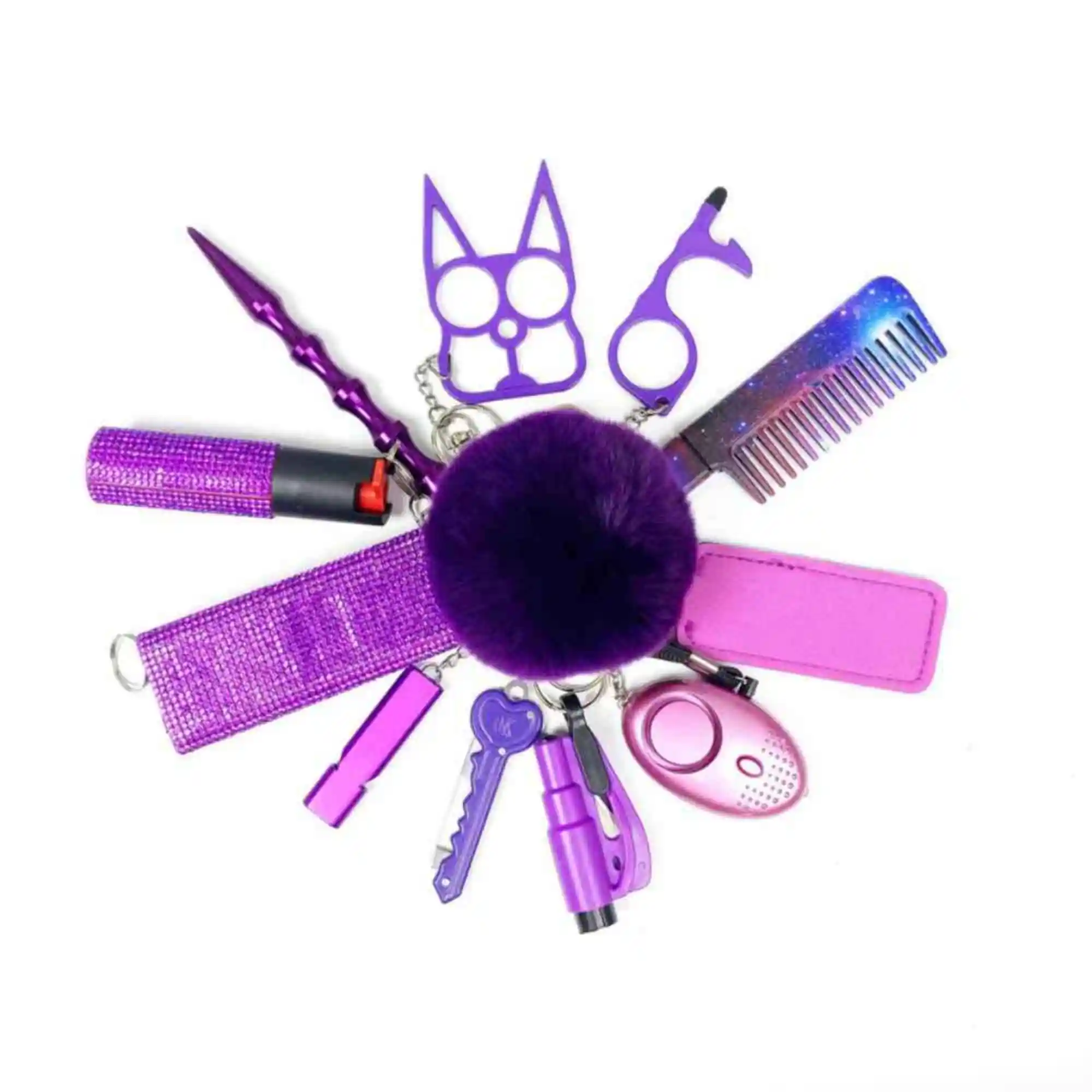 12PCS Safety Keychain Set